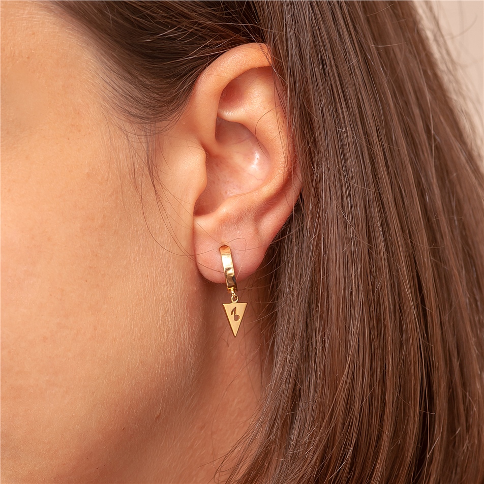 Solid Gold Note Hoop Earring