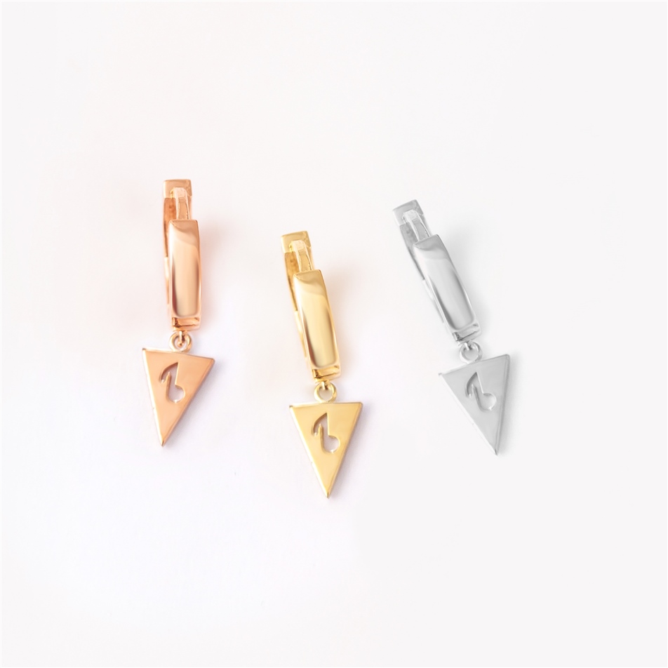 Solid Gold Note Hoop Earring