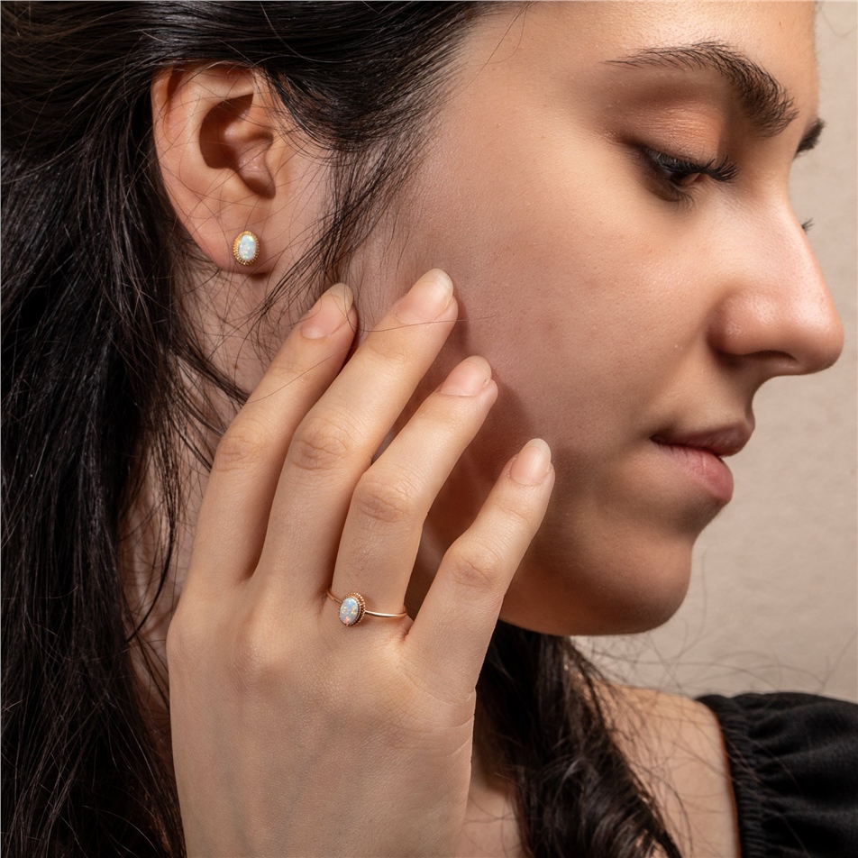 Solid Gold Opal Ring