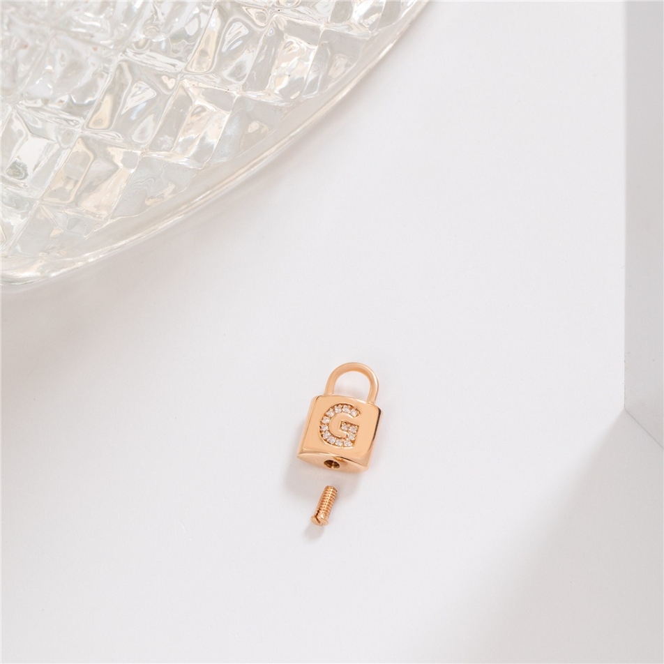 Solid Gold Padlock Diamond Initial Urn Pendant