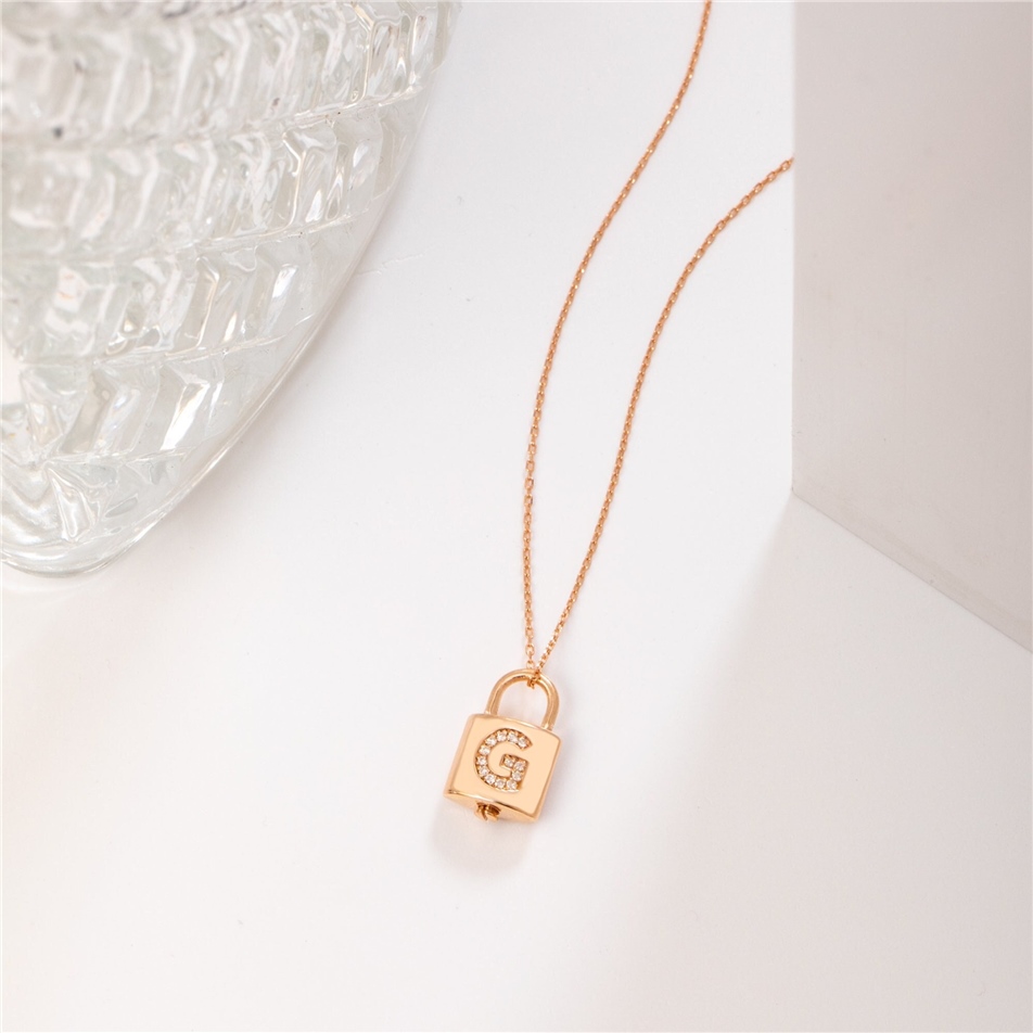 Solid Gold Padlock Diamond Initial Urn Pendant