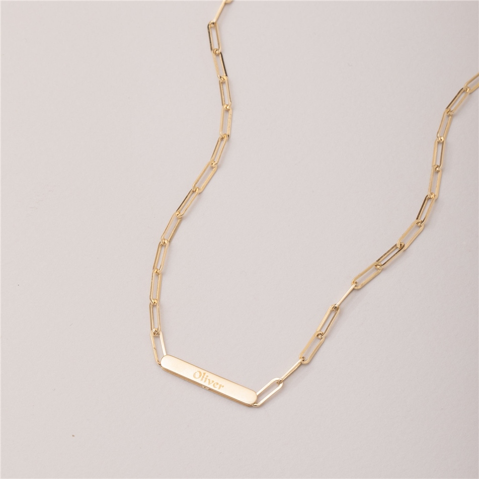 Solid Gold Paperclip Chain Necklace