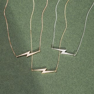 Solid Gold Horizontal Lightning Necklace