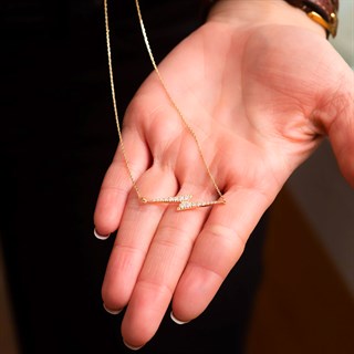 Solid Gold Horizontal Lightning Necklace