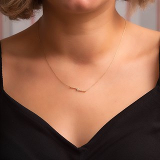 Solid Gold Horizontal Lightning Necklace