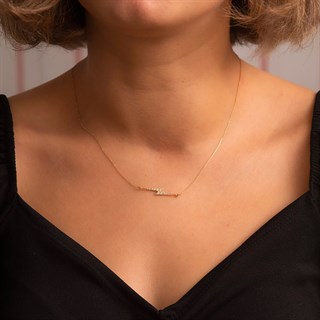 Solid Gold Horizontal Lightning Necklace