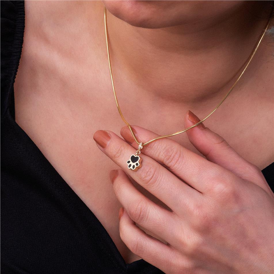 Solid Gold Paw Print Urn Necklace