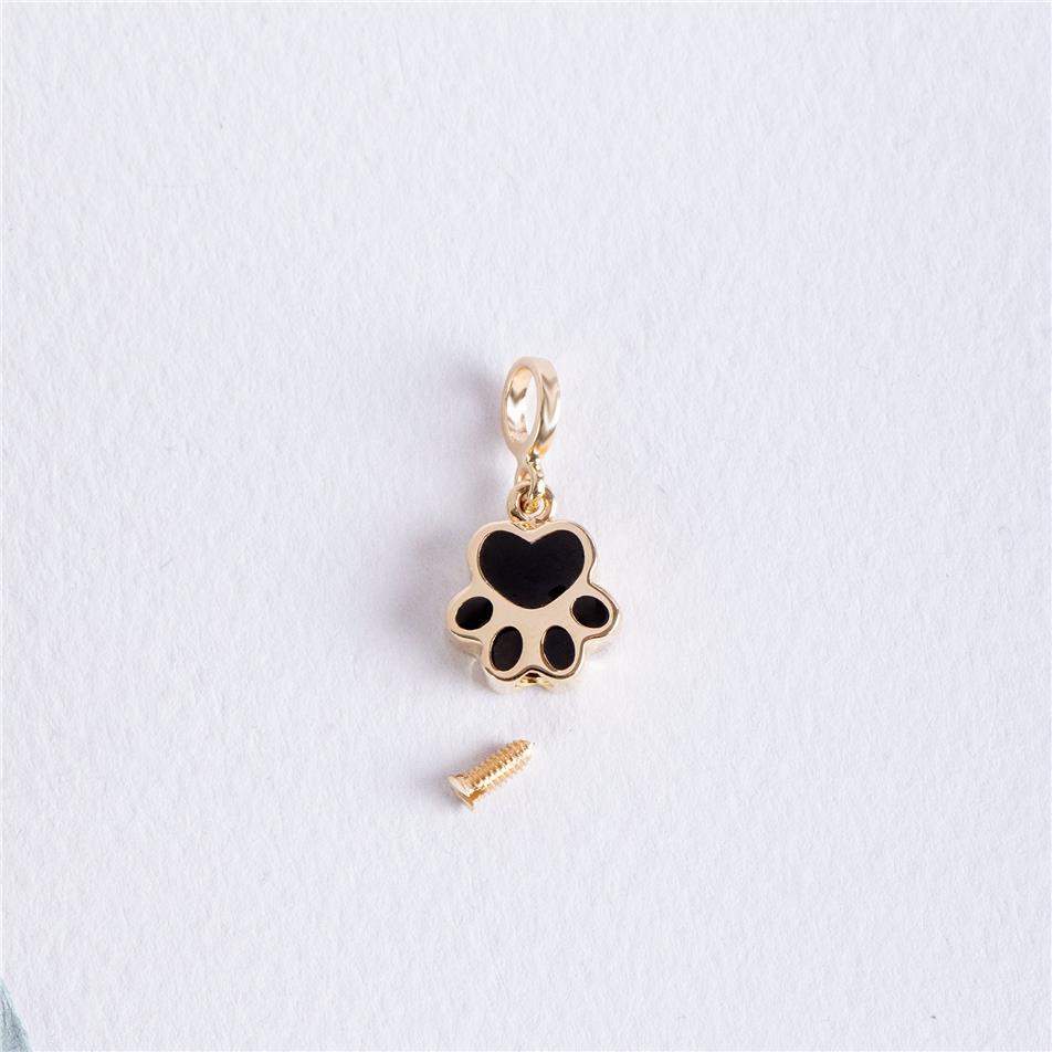 Solid Gold Paw Print Urn Necklace