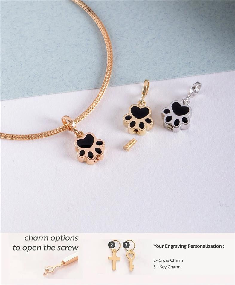 Solid Gold Paw Print Urn Necklace