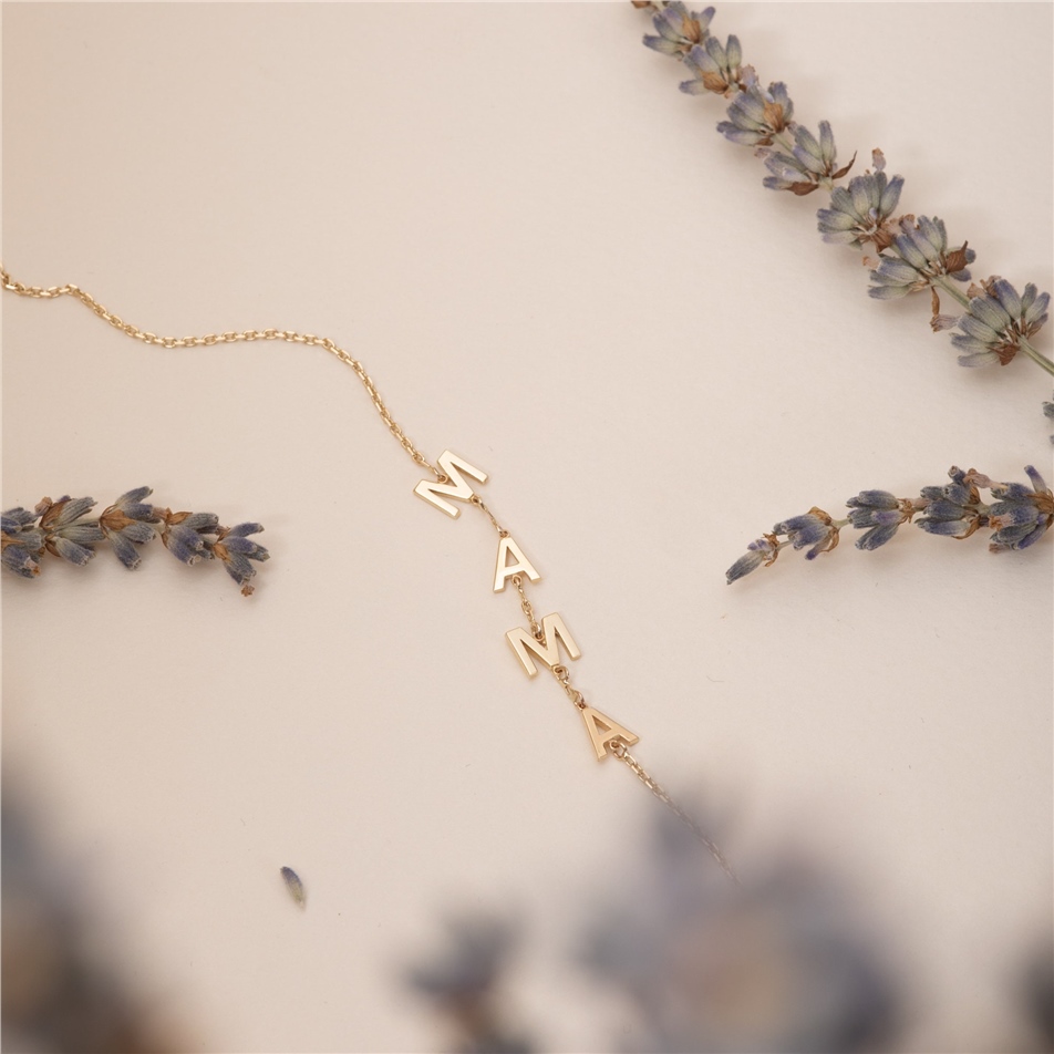 Solid Gold Dainty Letter Bracelet