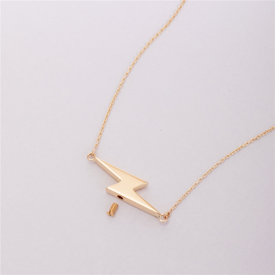 Solid Gold Personalized Sideways Lightning Bolt Urn Pendant