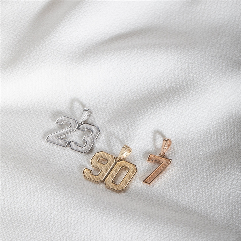 Solid Gold Personalized Number Pendant