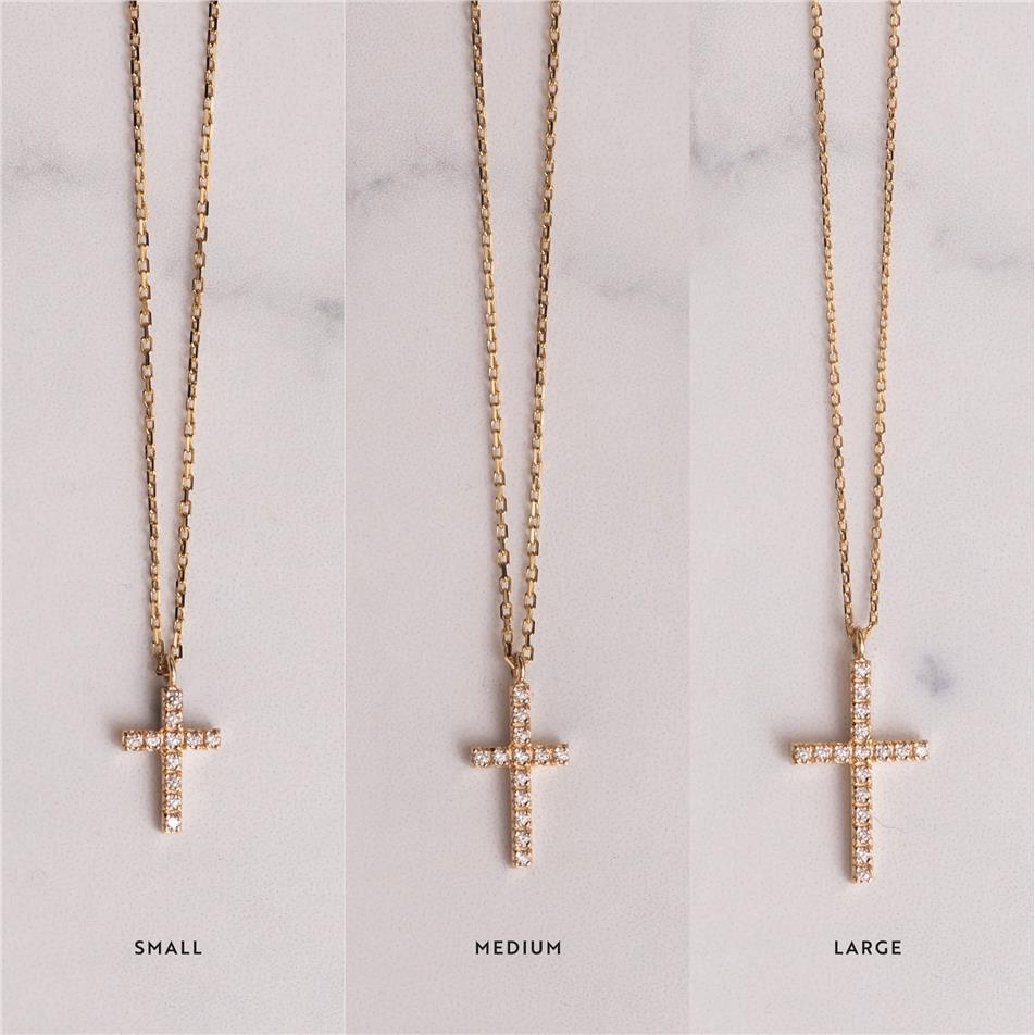 Solid Gold Diamond Cross Necklace