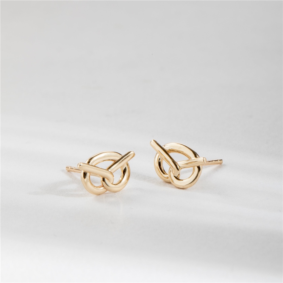 Solid Gold Pretzel Stud Earrings