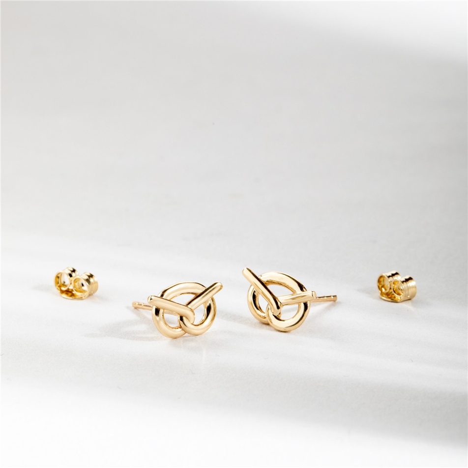 Solid Gold Pretzel Stud Earrings