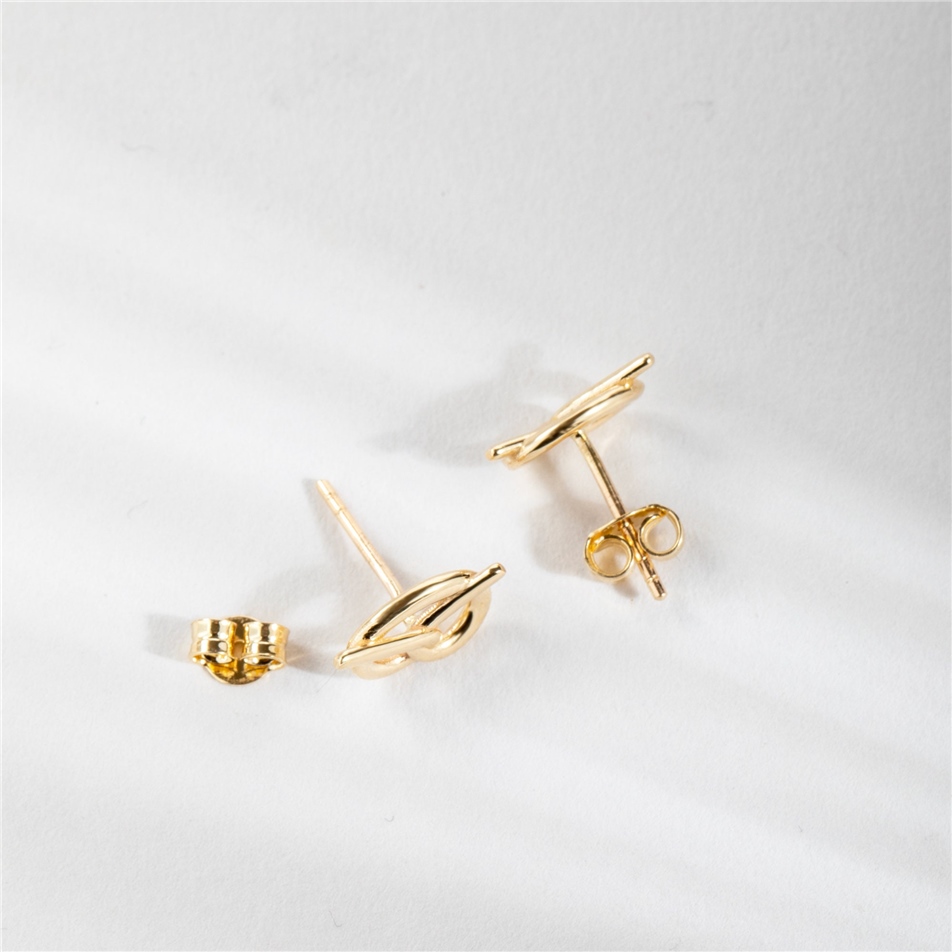 Solid Gold Pretzel Stud Earrings