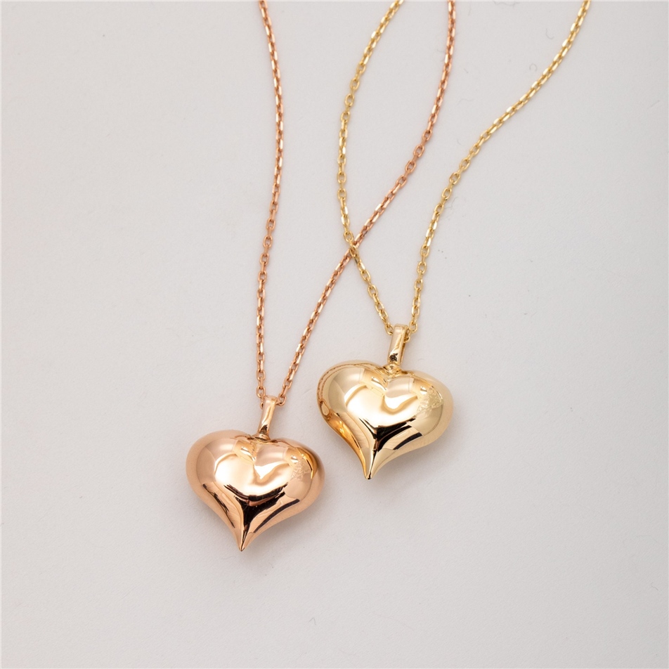 Solid Gold Puffy Heart Urn Pendant