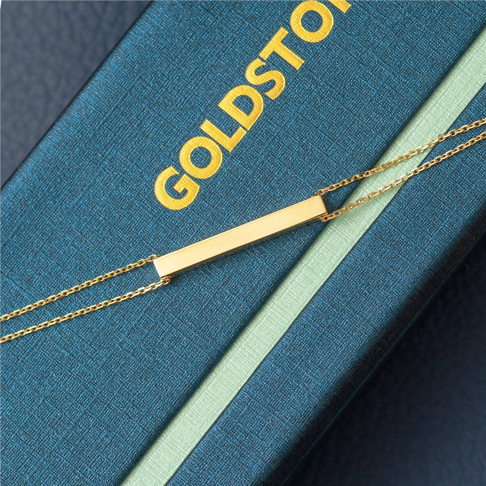 Solid Gold 3D Bar Pendant