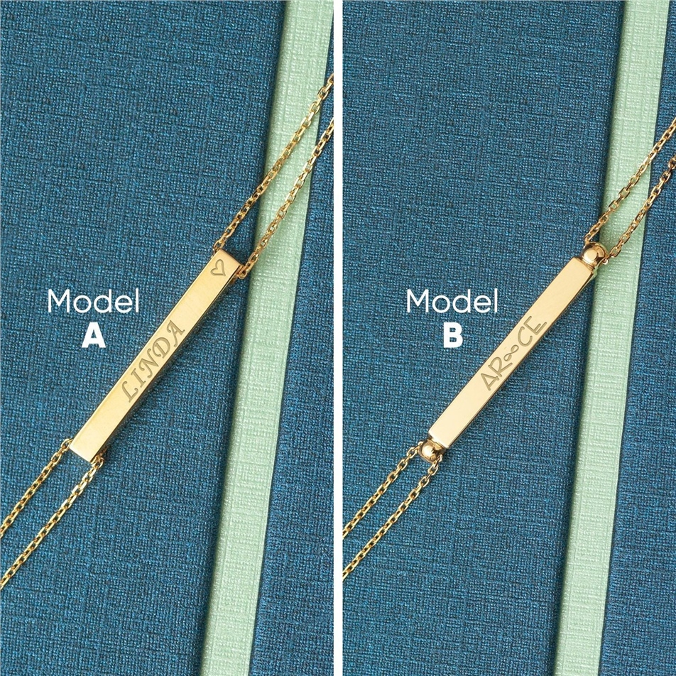 Solid Gold 3D Bar Pendant