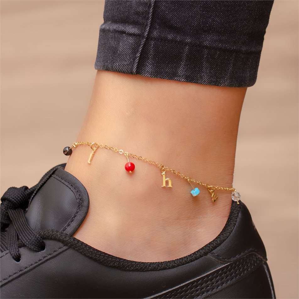 Solid Gold Letter Anklet