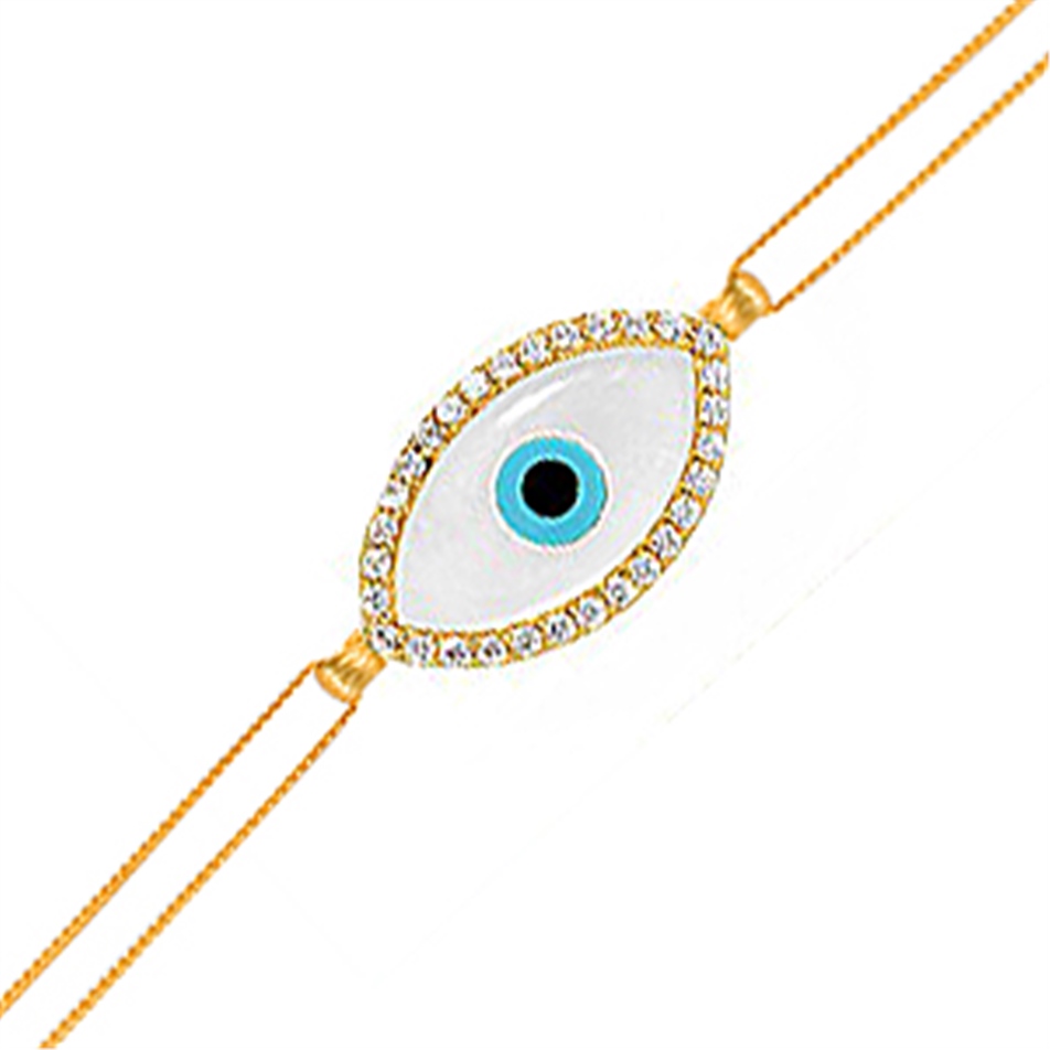 Solid Gold Evil Eye Bracelet