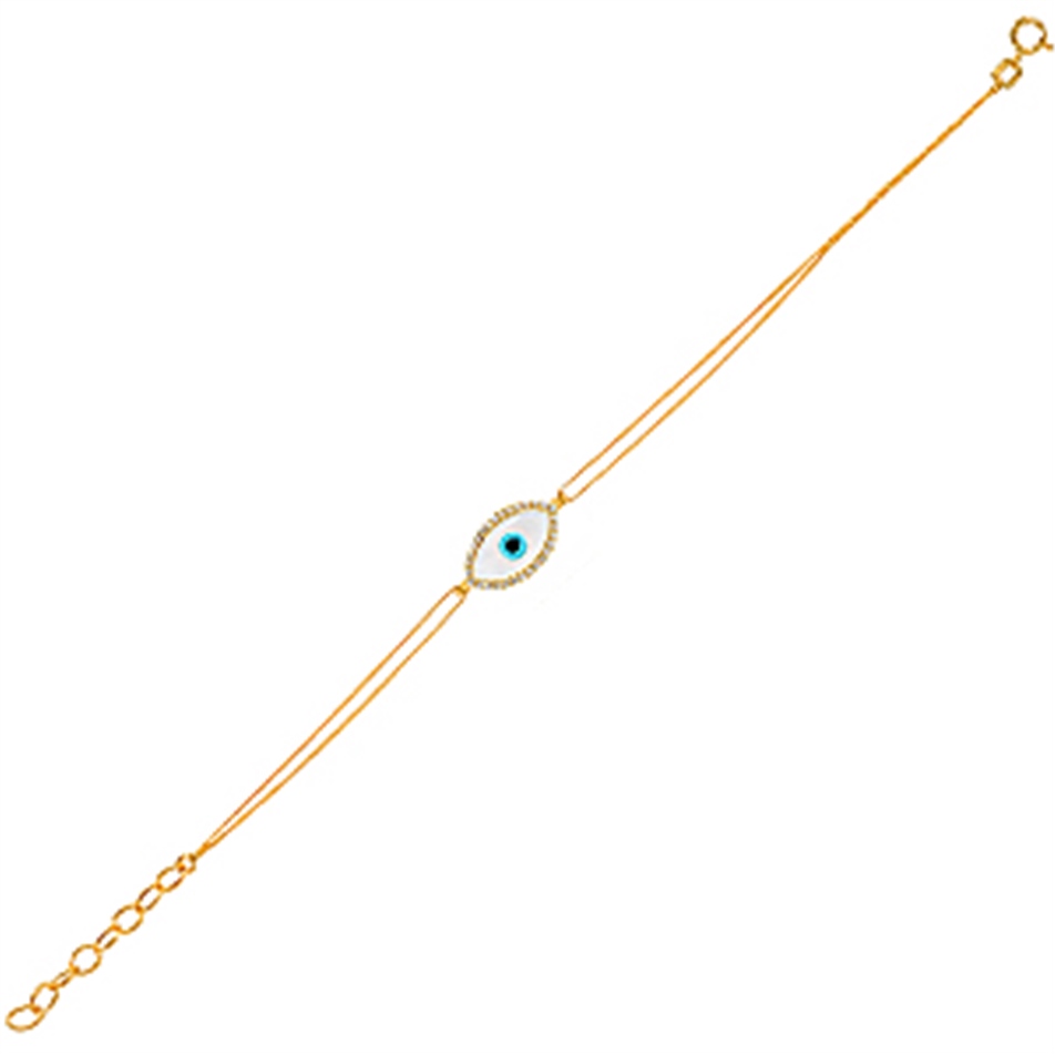 Solid Gold Evil Eye Bracelet