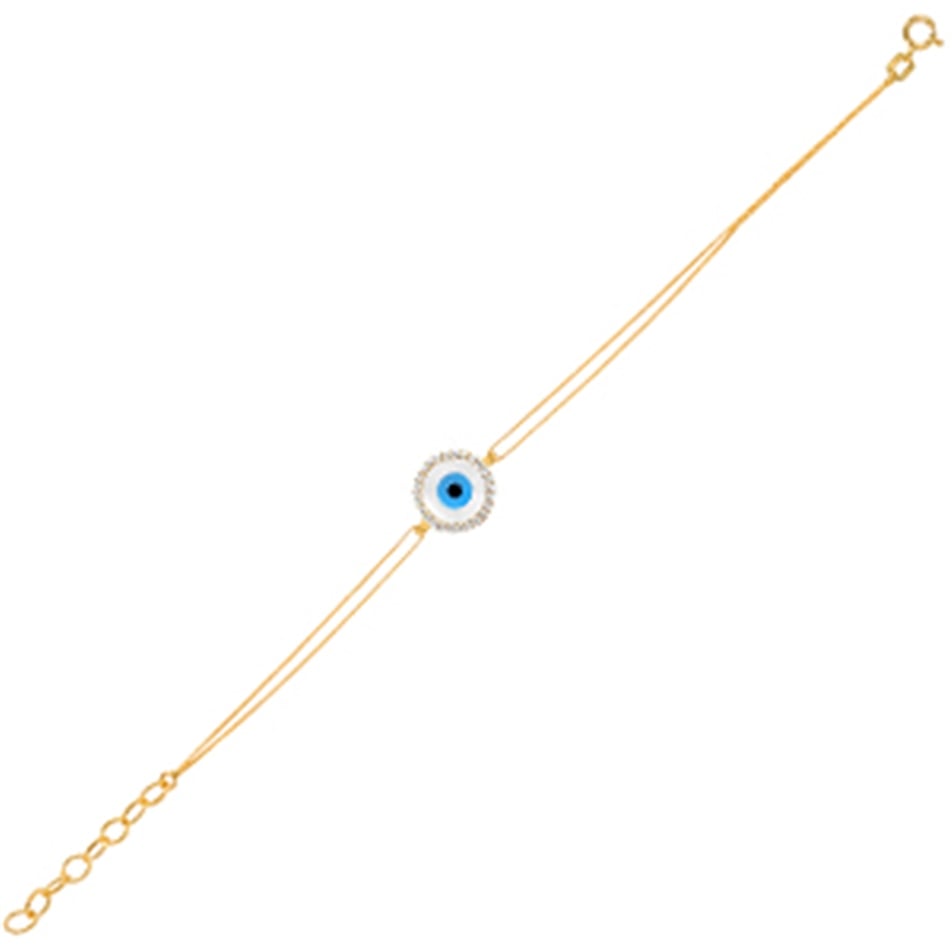 Solid Gold Evil Eye Bracelet