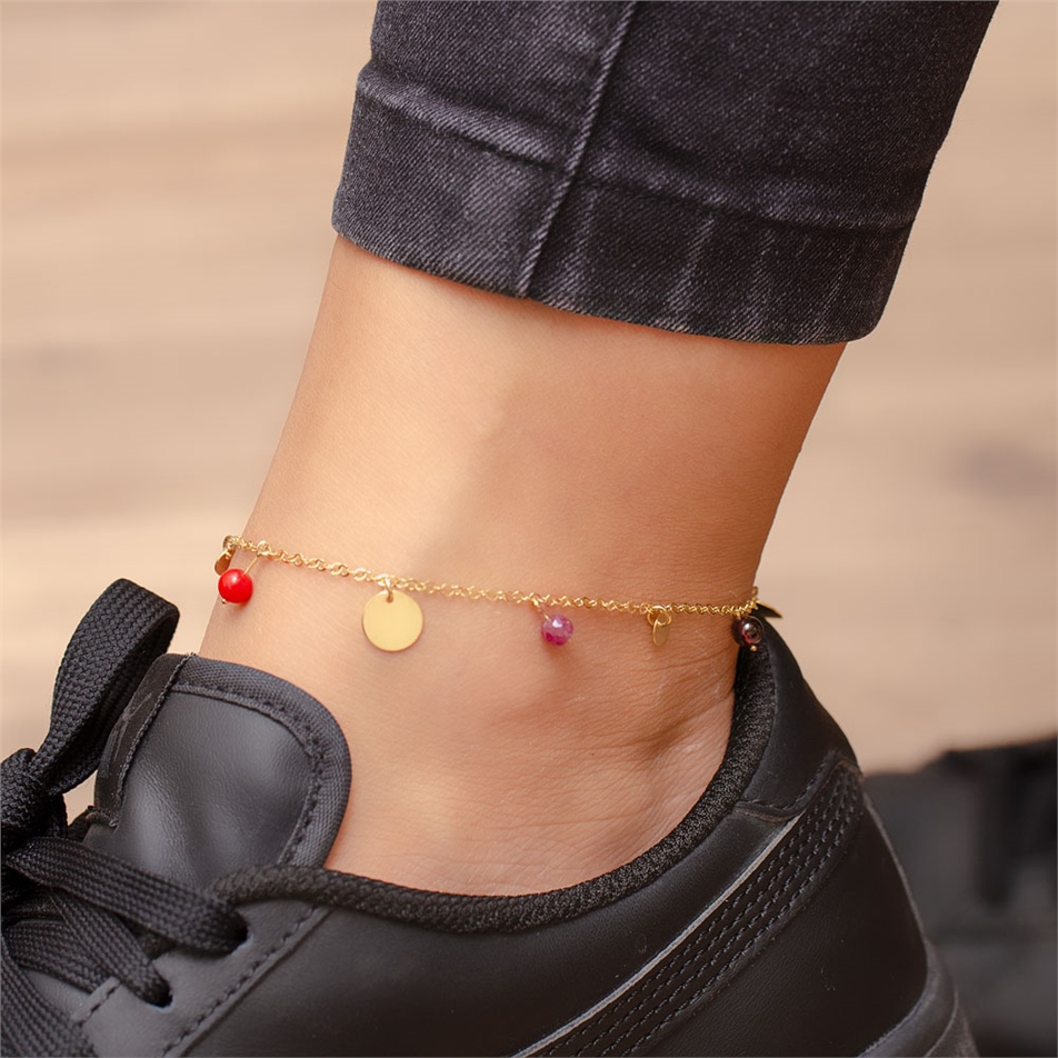 Solid Gold Sequin Anklet