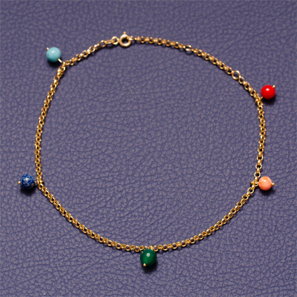 Solid Gold Dangle Anklet