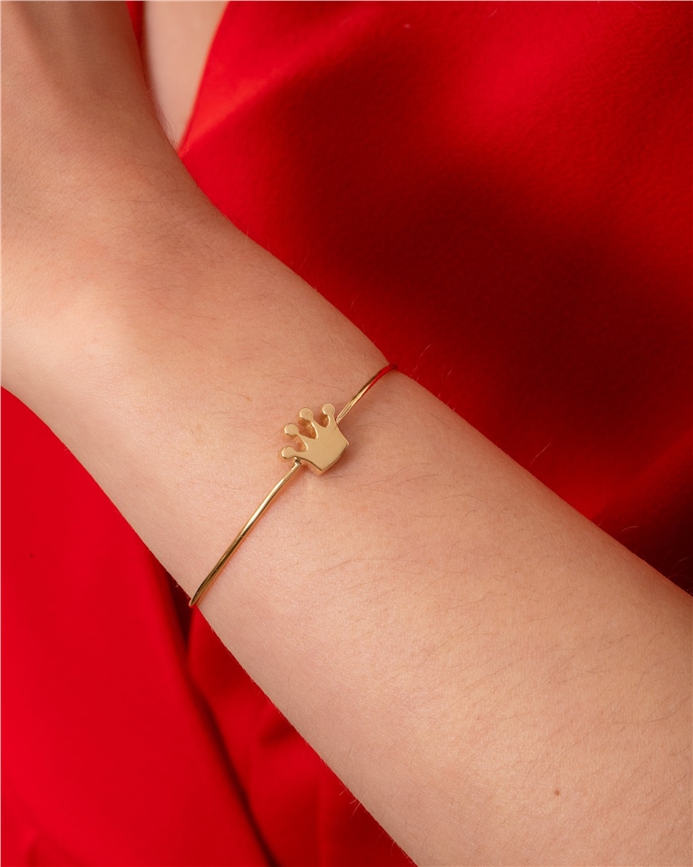 Solid Gold Crown Urn Bangle Bracelet