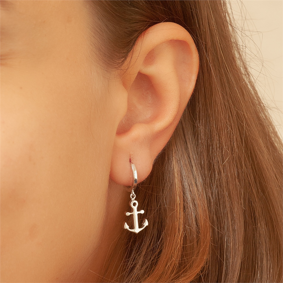 Solid Gold Anchor Earring