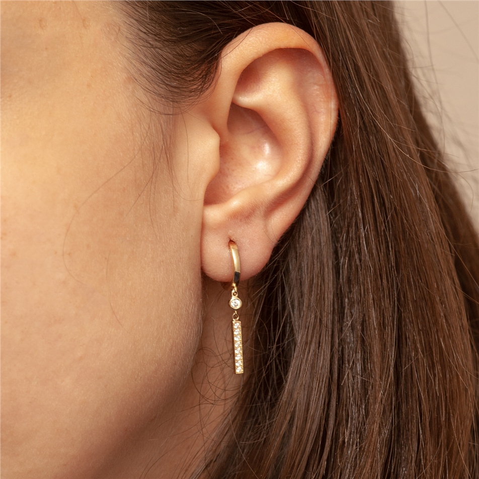 Solid Gold Bar Earring