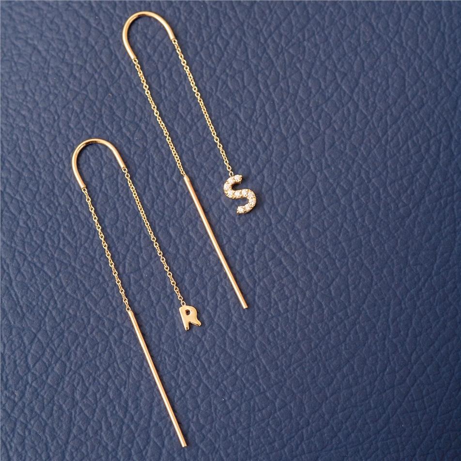 Solid Gold Letter Dangle Earring