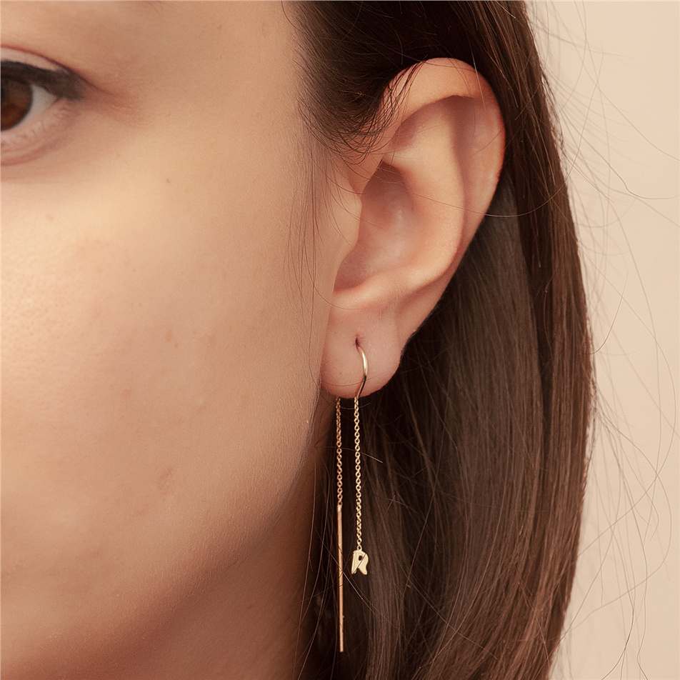 Solid Gold Letter Dangle Earring