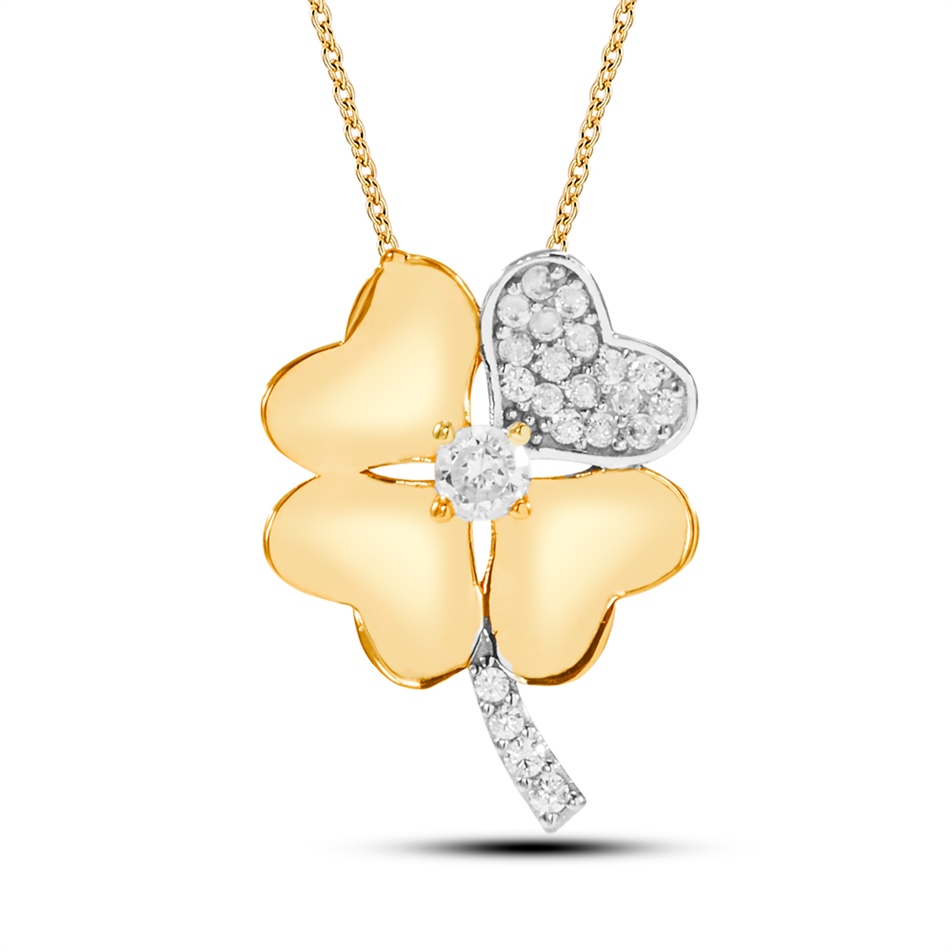 Solid Gold Fancy Heart, Clover Necklace