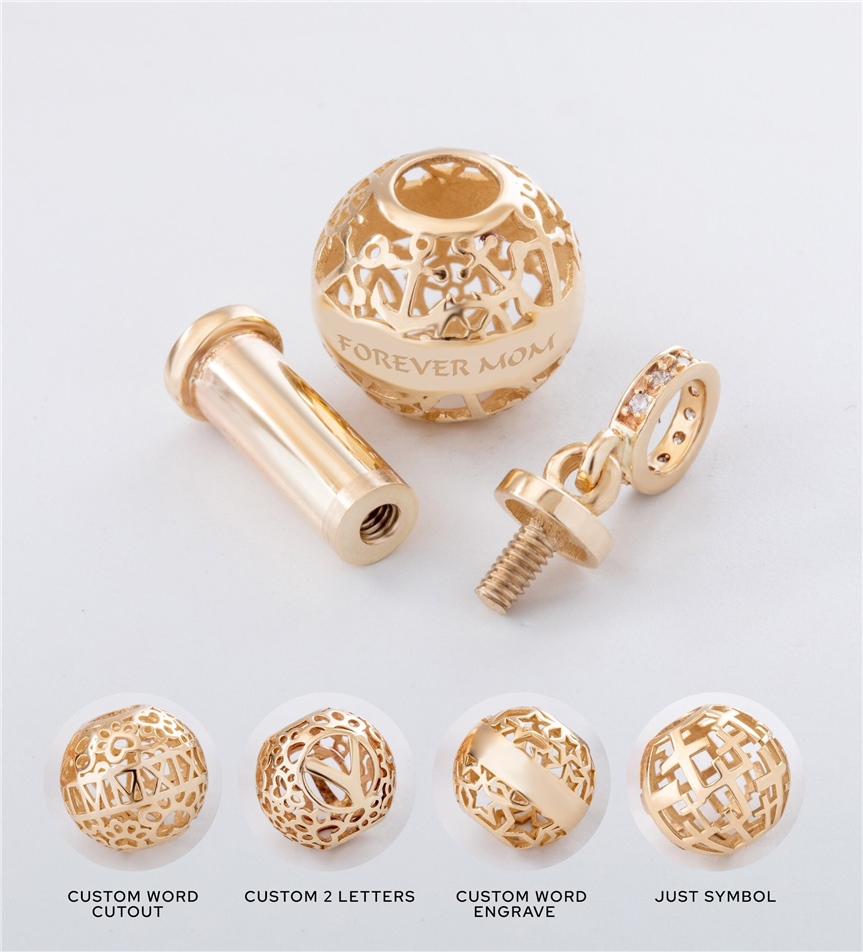 Solid Gold Sphere Tube Urn Pendant