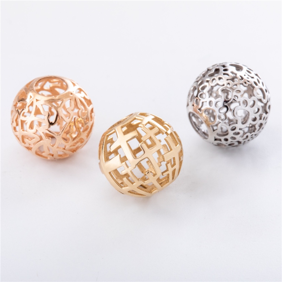 Solid Gold Sphere Tube Urn Pendant