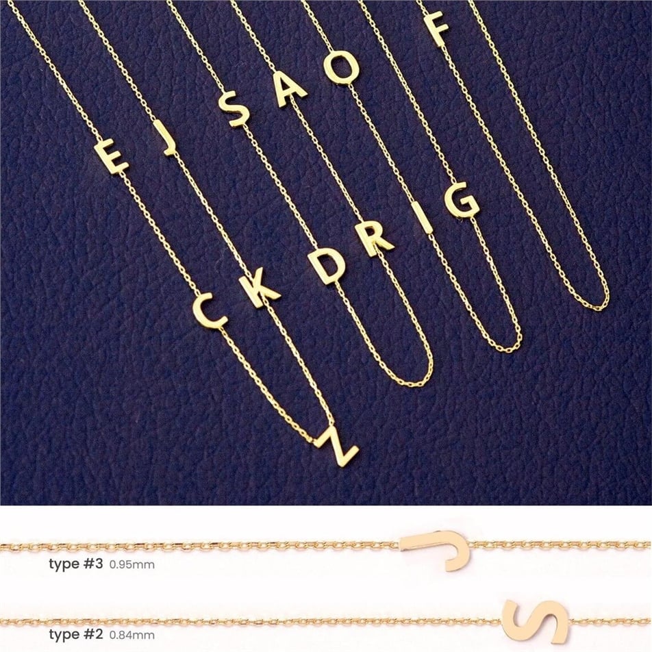 Solid Gold Sideways Initial Necklace