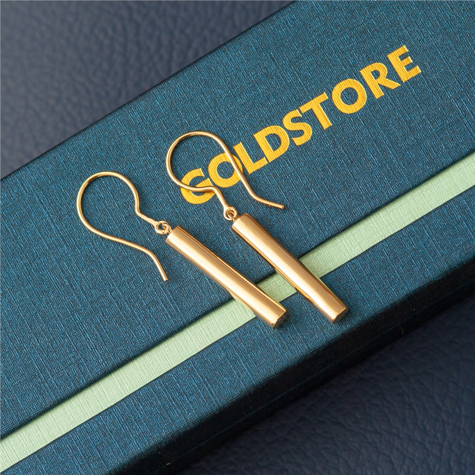 Solid Gold 3D Cylinder Earring