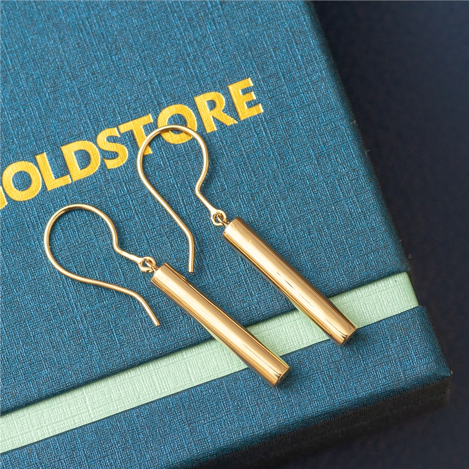 Solid Gold 3D Cylinder Earring