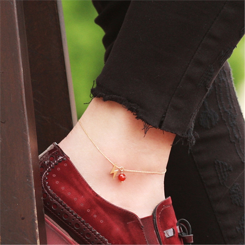 Solid Gold Lightning Anklet