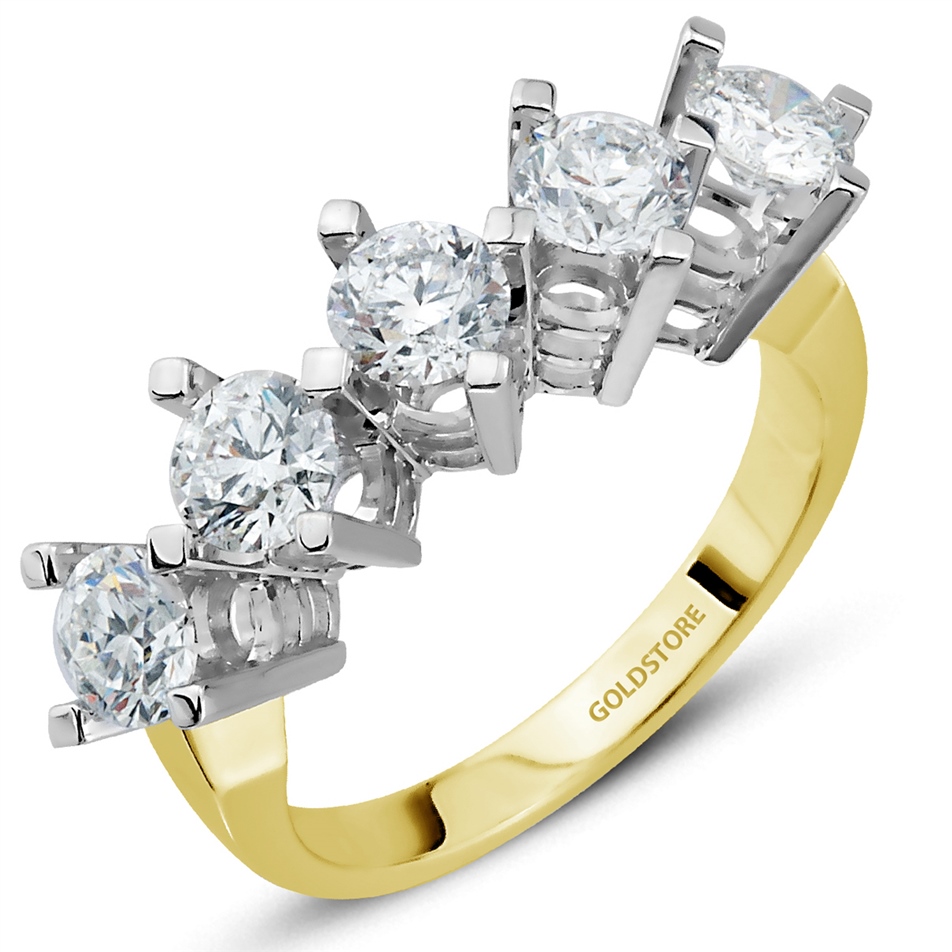 Solid Gold Five Stones Ring