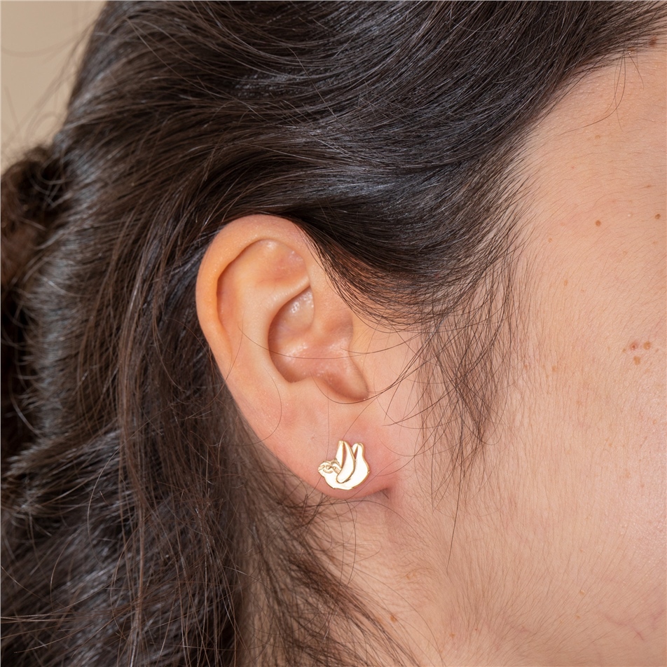 Solid Gold Sloth Earrings