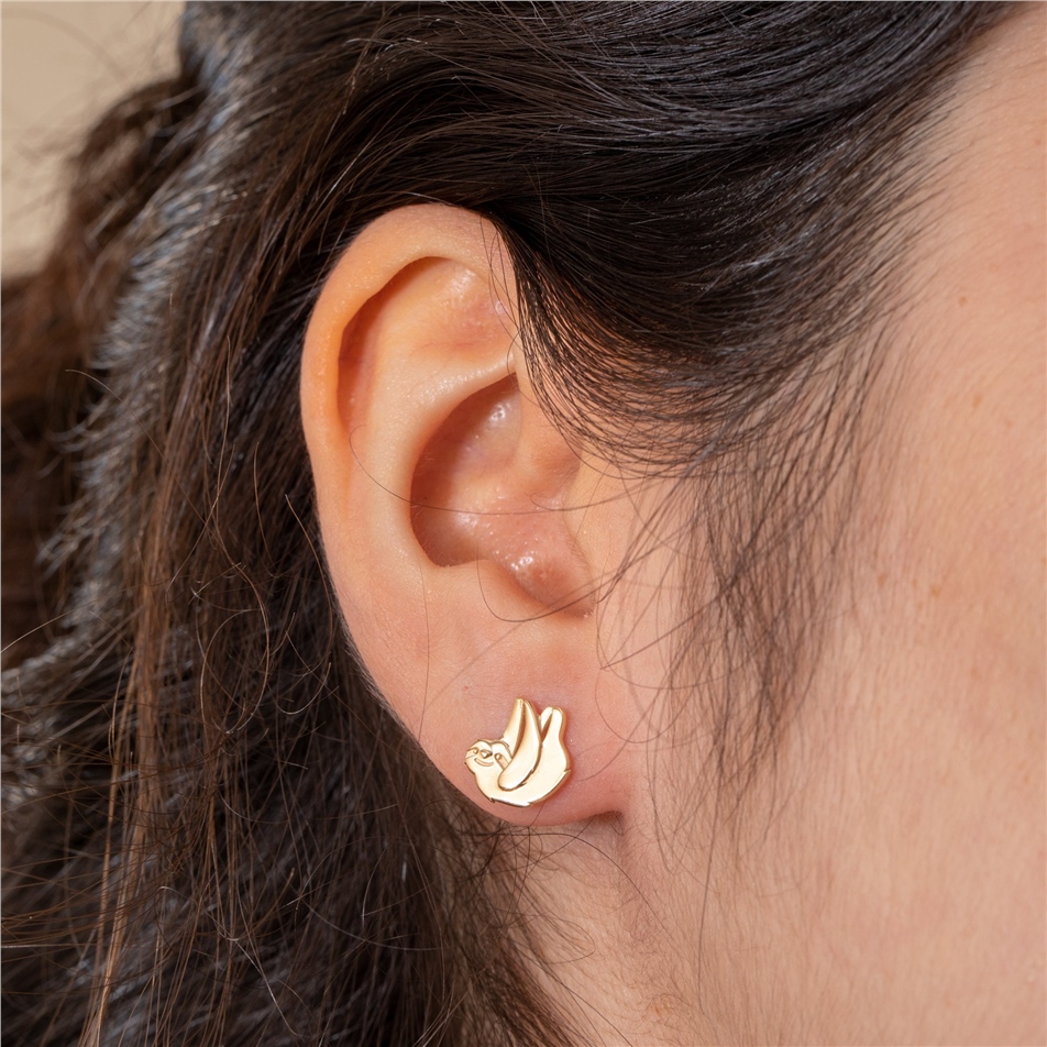 Solid Gold Sloth Earrings