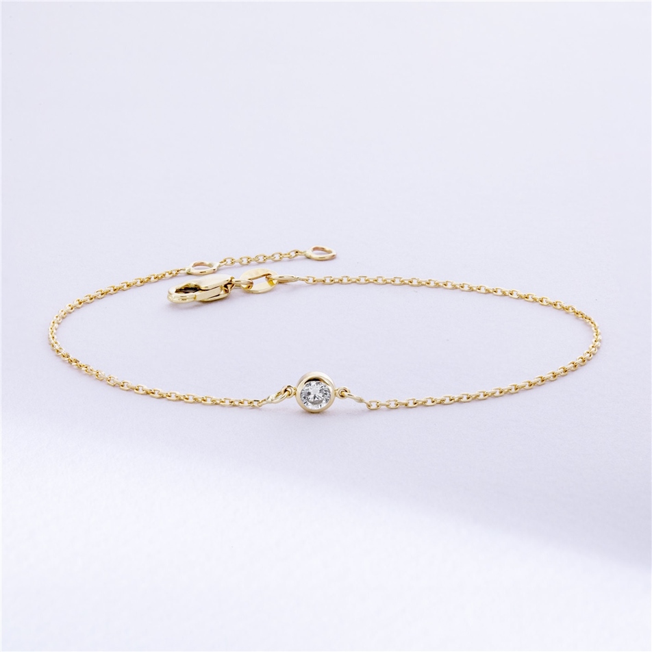 Solid Gold Solitaire Diamond Bracelet