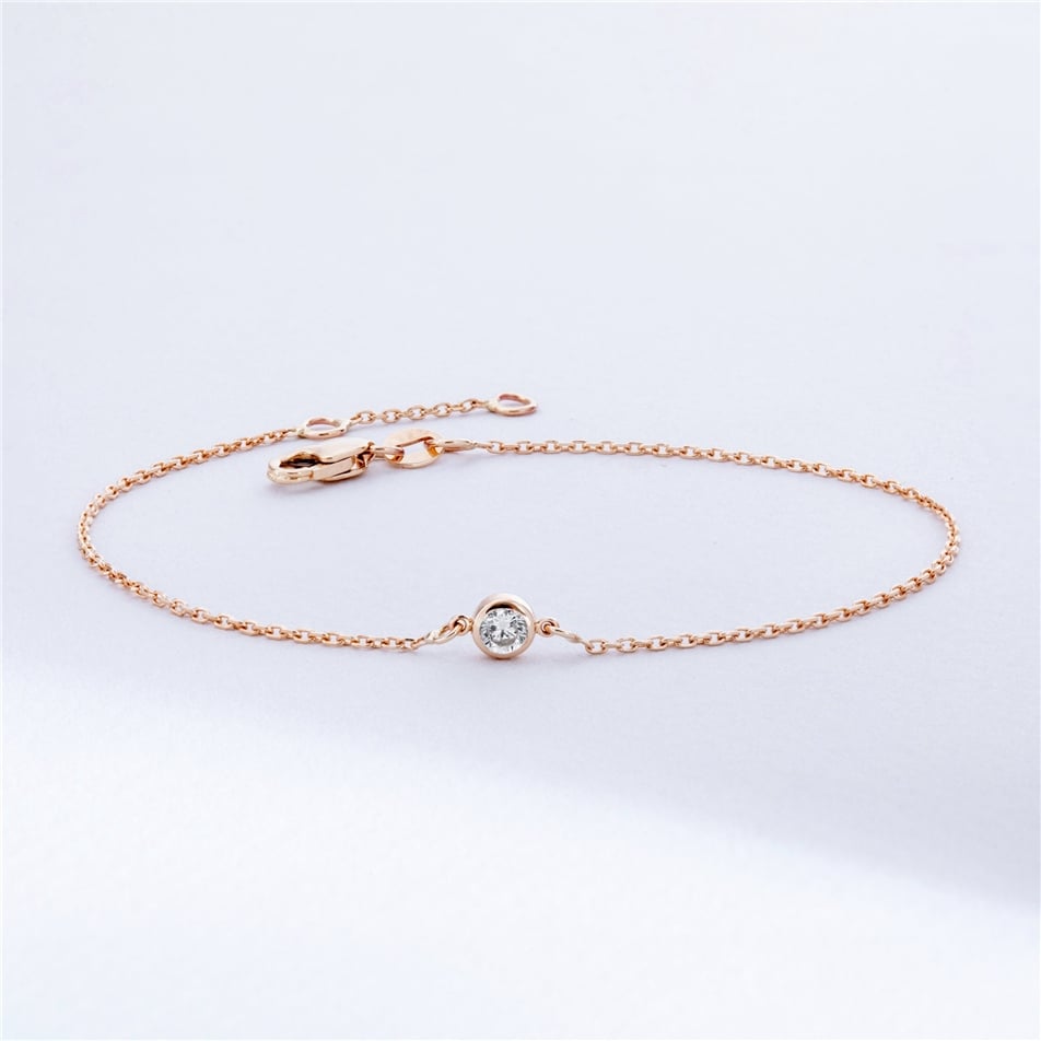 Solid Gold Solitaire Diamond Bracelet