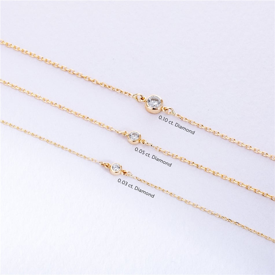 Solid Gold Solitaire Diamond Bracelet