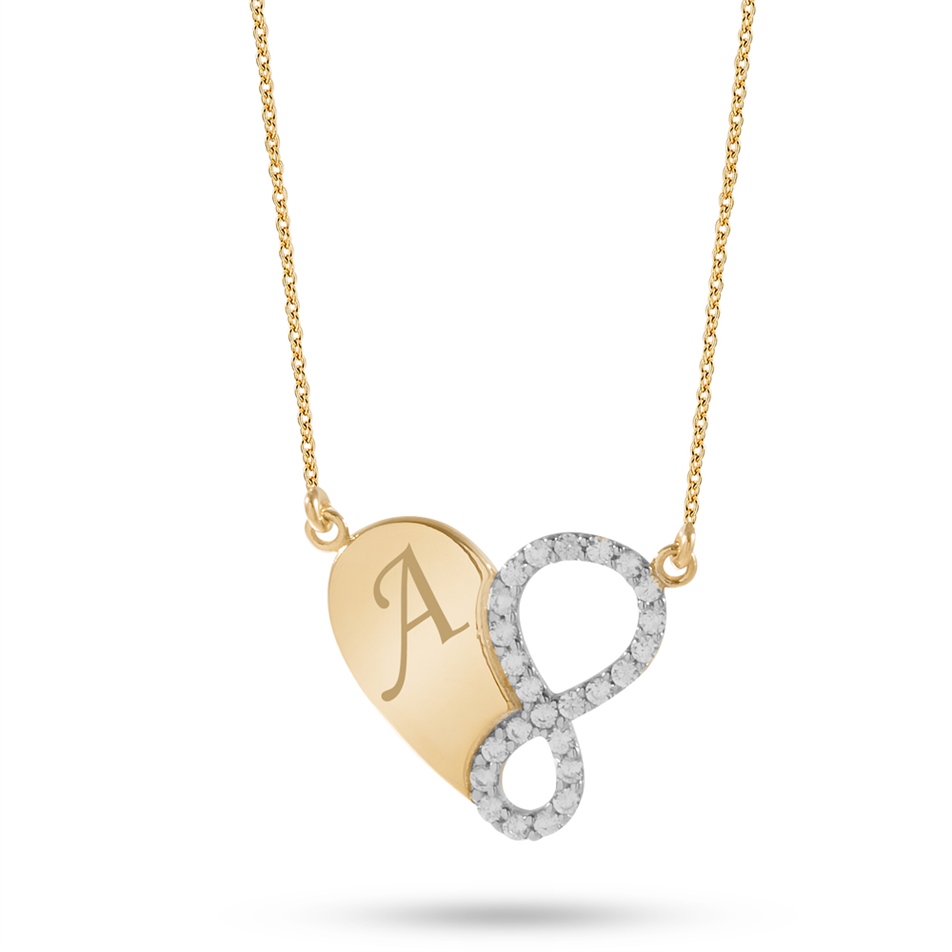 Solid Gold Letter Heart, Infinity Necklace