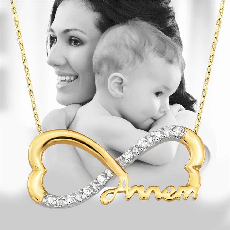 Solid Gold Fancy Heart, Infinity Necklace