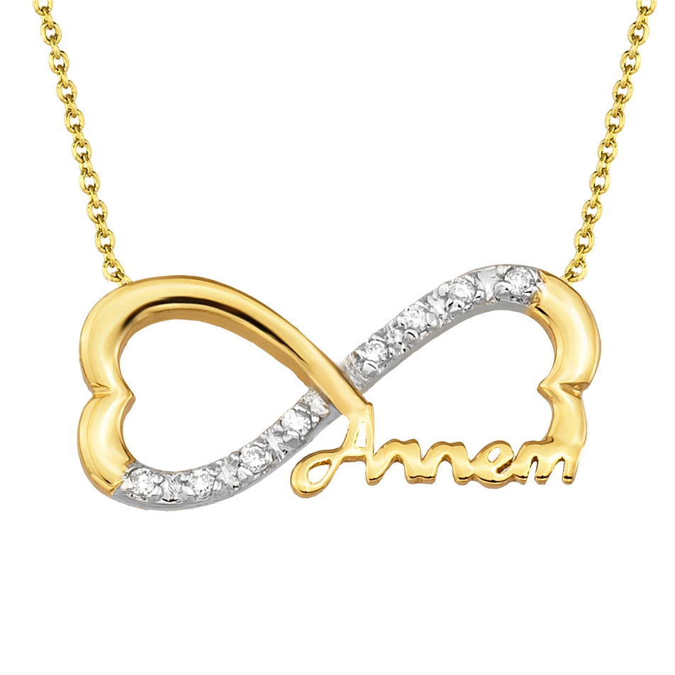 Solid Gold Fancy Heart, Infinity Necklace